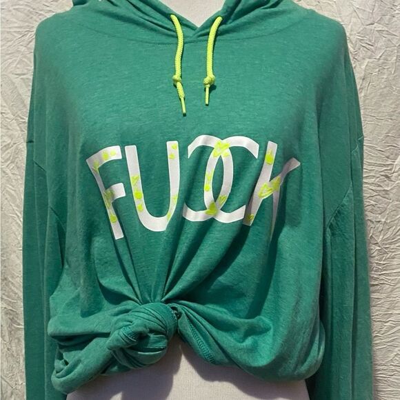 Neon, Custom, Glow In The Dark, F Word, Long Sleeve, Hooded Tee - Picture 7 of 14